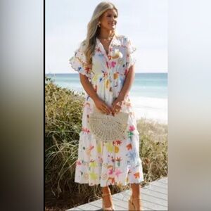 These Three Boutique Floral Ruffle Maxi Dress Size Small